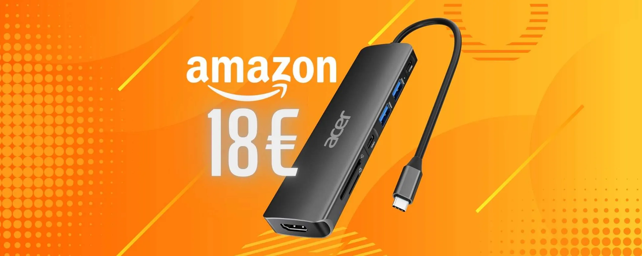 Le porte del tuo PC sono poche? Risolvi con l'Hub USB Acer 7 in 1 tuo a 18€