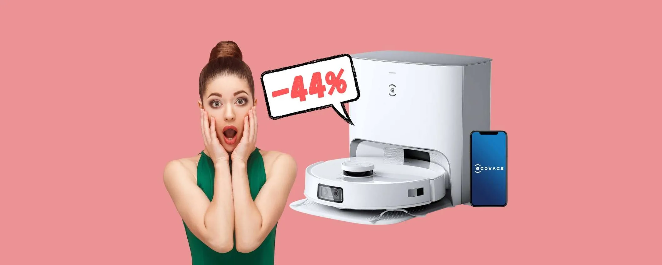 Ecovacs Deebot T10 Plus: aspira, lava e si svuota da solo (-44%)