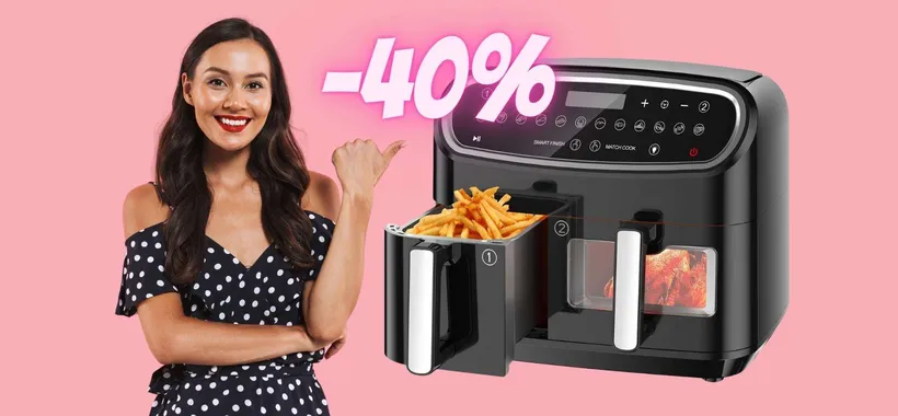 Friggitrice ad aria doppio cestello da 10L e 12 programmi (-40%)