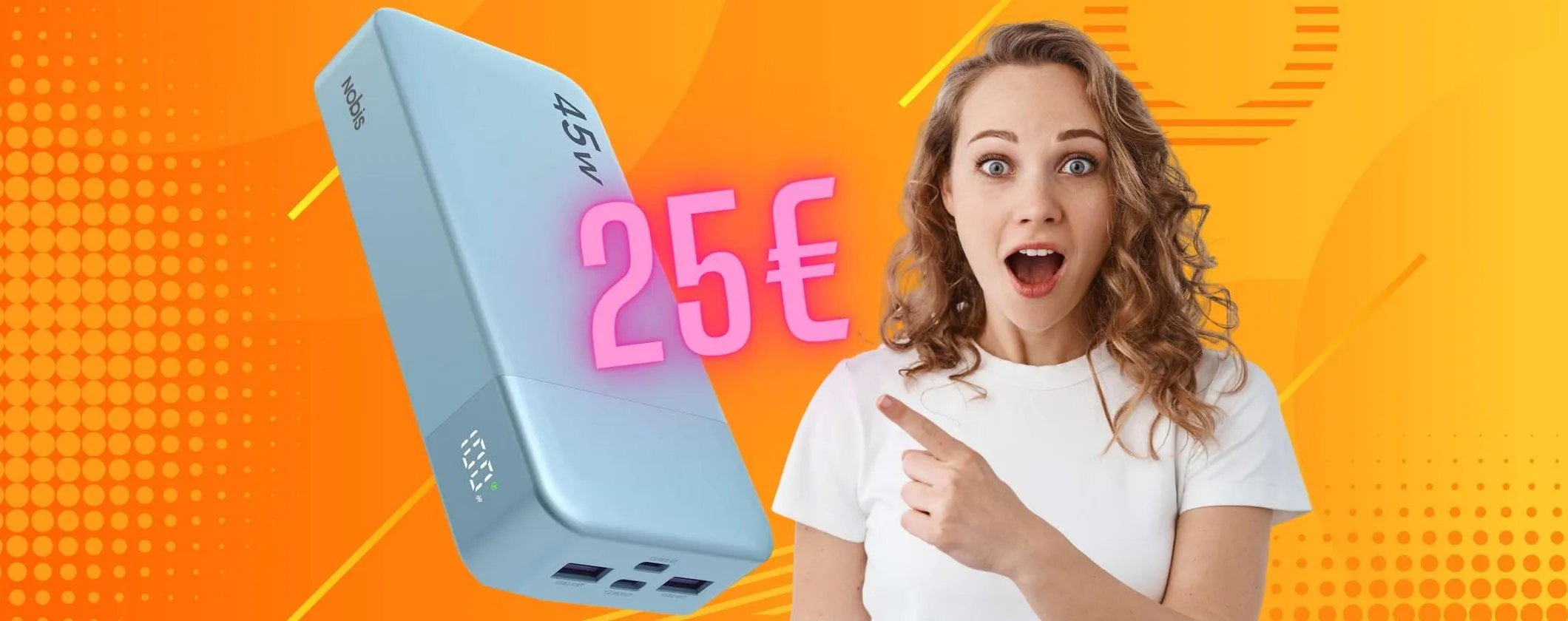 Energia infinita con questo Power Bank da 45W e 20000mAh a soli 25€