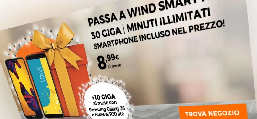 Wind: minuti, 30 giga e smartphone incluso a 8,99