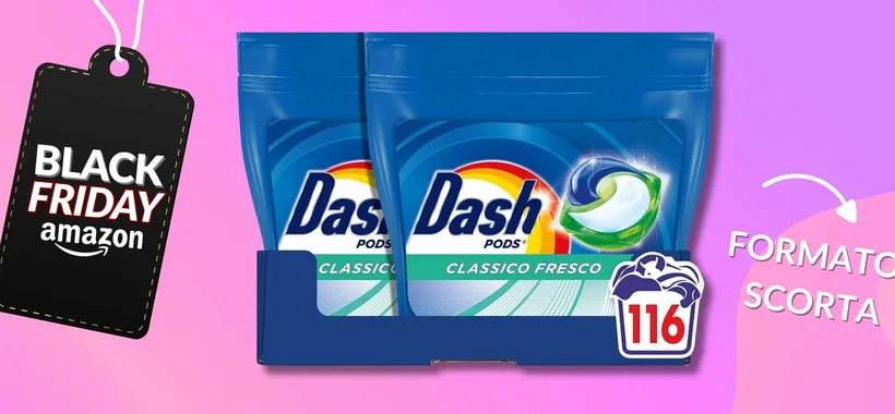 Dash Pods lavatrice, 116 capsule a prezzo regalo con il Black Friday