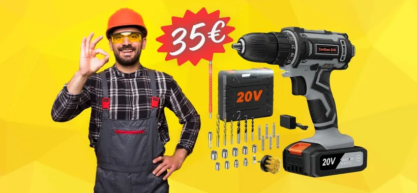 Trapano avvitatore con SUPER batteria, valigetta e ACCESSORI (35€)