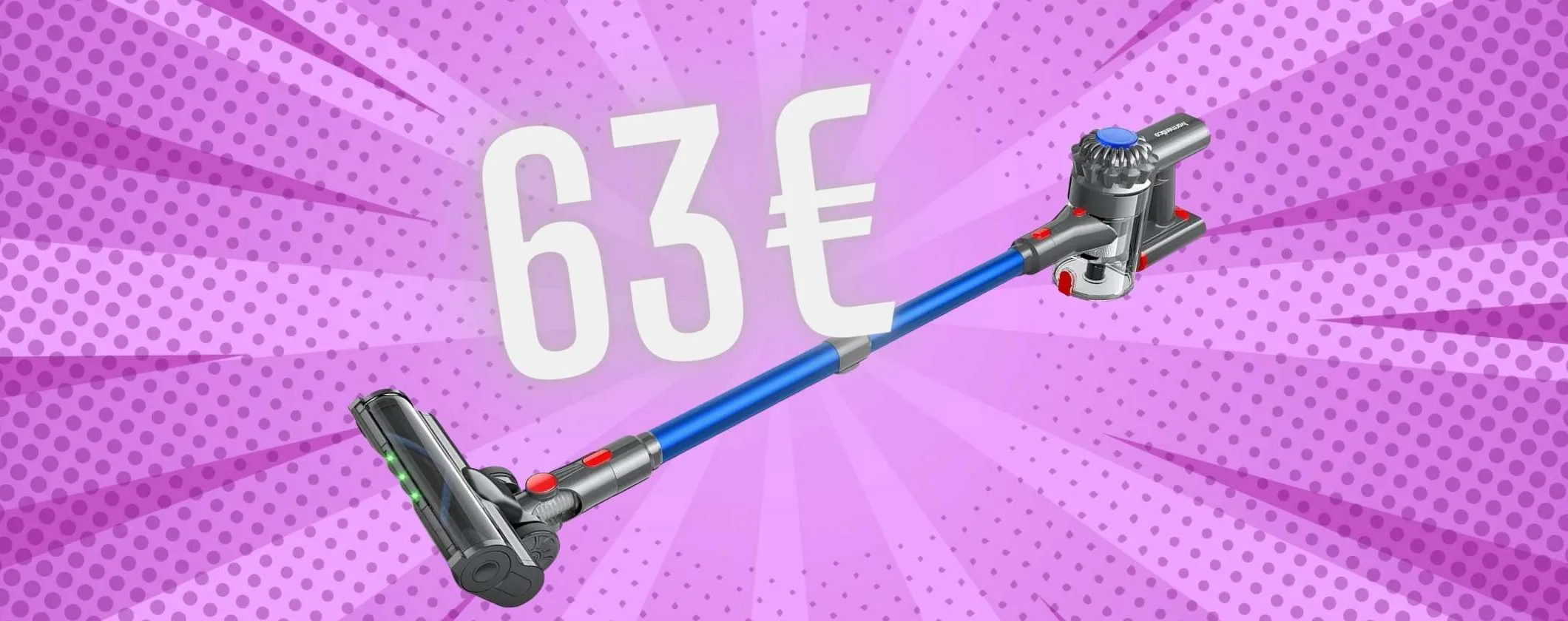 Aspirapolvere senza fili a prezzo outlet su Amazon, solo 63€
