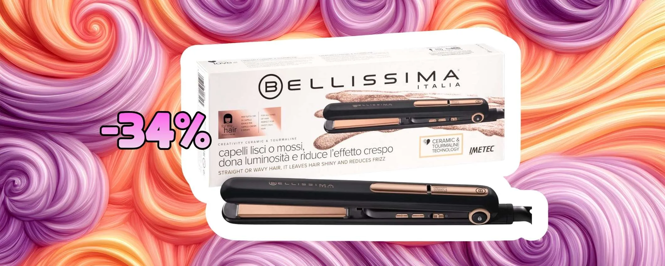 La piastra per capelli liscissimi ma anche mossi: è Imetec e costa 32€