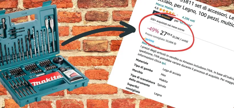 Makita: MEGA kit 100 in 1 a prezzo SHOCK su Amazon, sconto 49% (27€)
