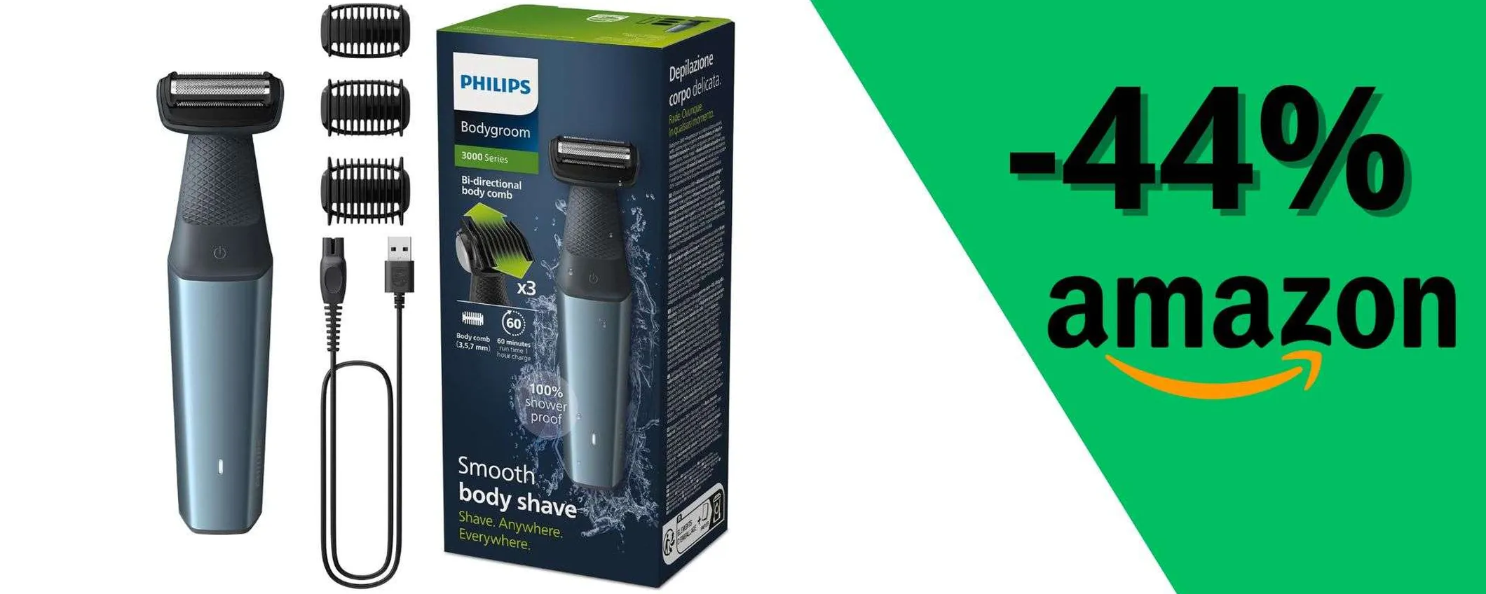 Philips Bodygroom Series 3000: depilazione perfetta con sconto del 44%