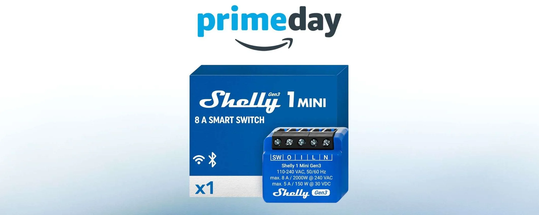 Offerta Prime Day Shelly: relè smart WiFi e Bluetooth a soli 11,99 euro (-40%)