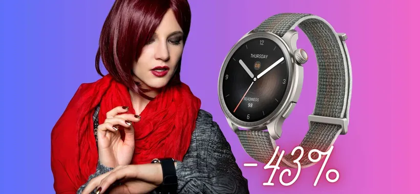 Amazfit Balance da 46mm, 14gg di autonomia e 150 modalità sportive (-43%)