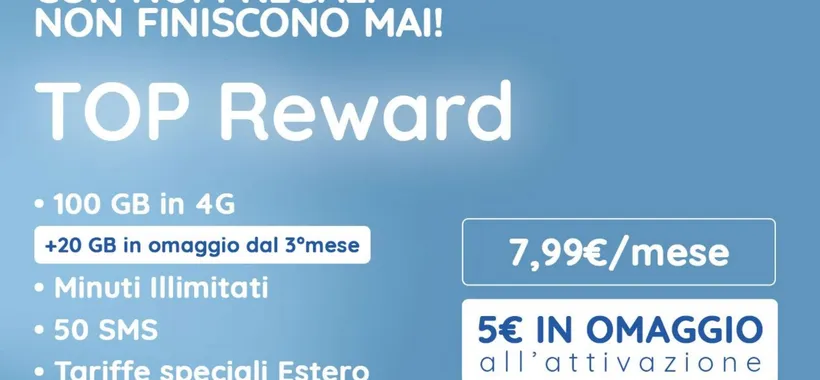 1Mobile Top Reward: 120GB con 5€ di BONUS a 7,99€