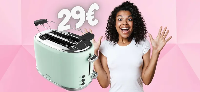 Tostapane Cecotec stile retrò con 2 fessure e 6 impostazioni a 29€