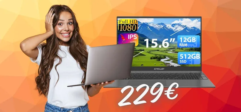 Notebook da 15,6 pollici con SSD da 512 GB e 12GB di RAM a SOLI 229€