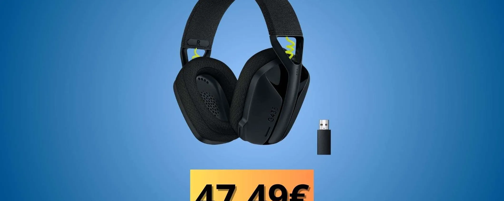 Logitech G435 Lightspeed: cuffie gaming wireless super leggere con maxi-sconto 46%