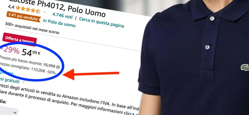 Polo Lacoste a 54,99€: è METÀ PREZZO su Amazon, promo BOMBA di primavera