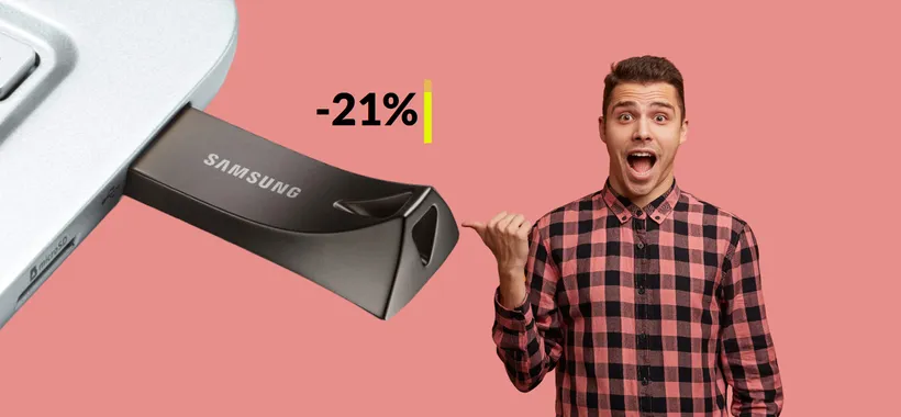 Chiavetta USB 64GB Samsung, veloce e solida: top acquisto a 15€