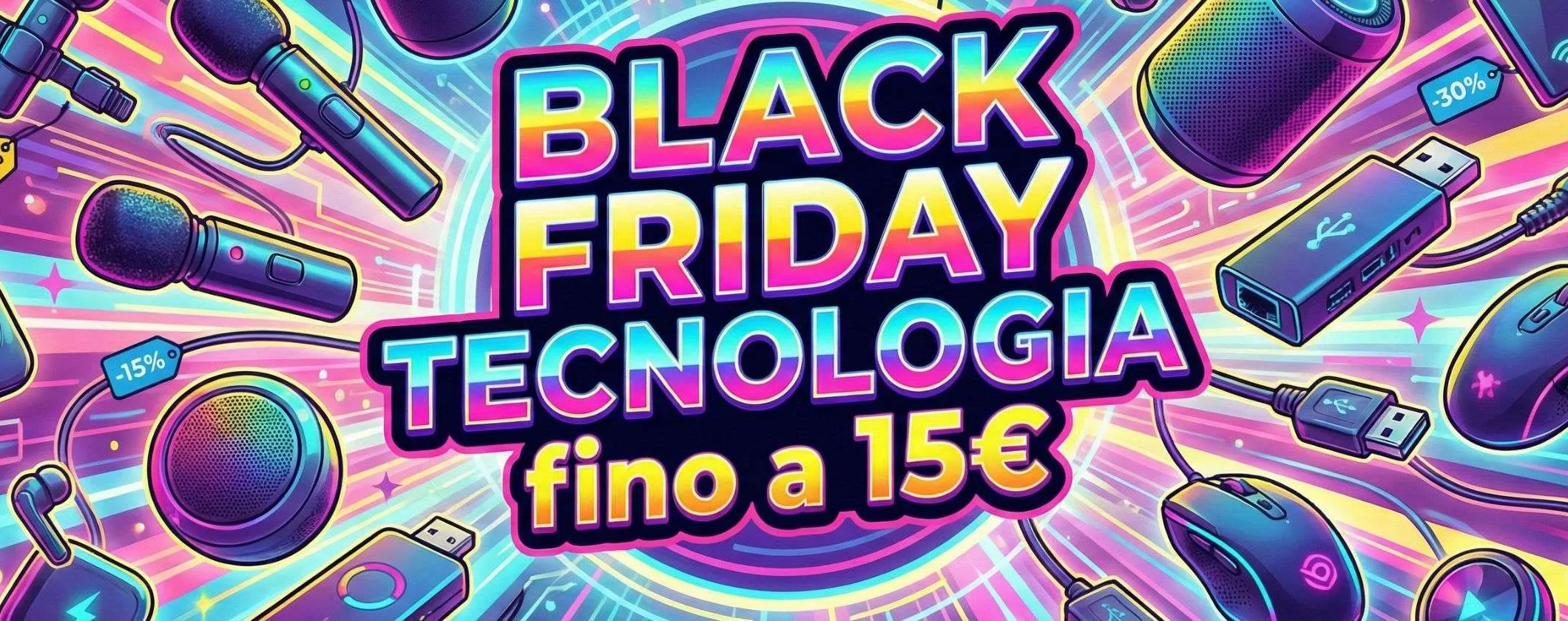 Tecnologia fino a 15€: promo da MERCATINO PAZZO al Black Friday Amazon