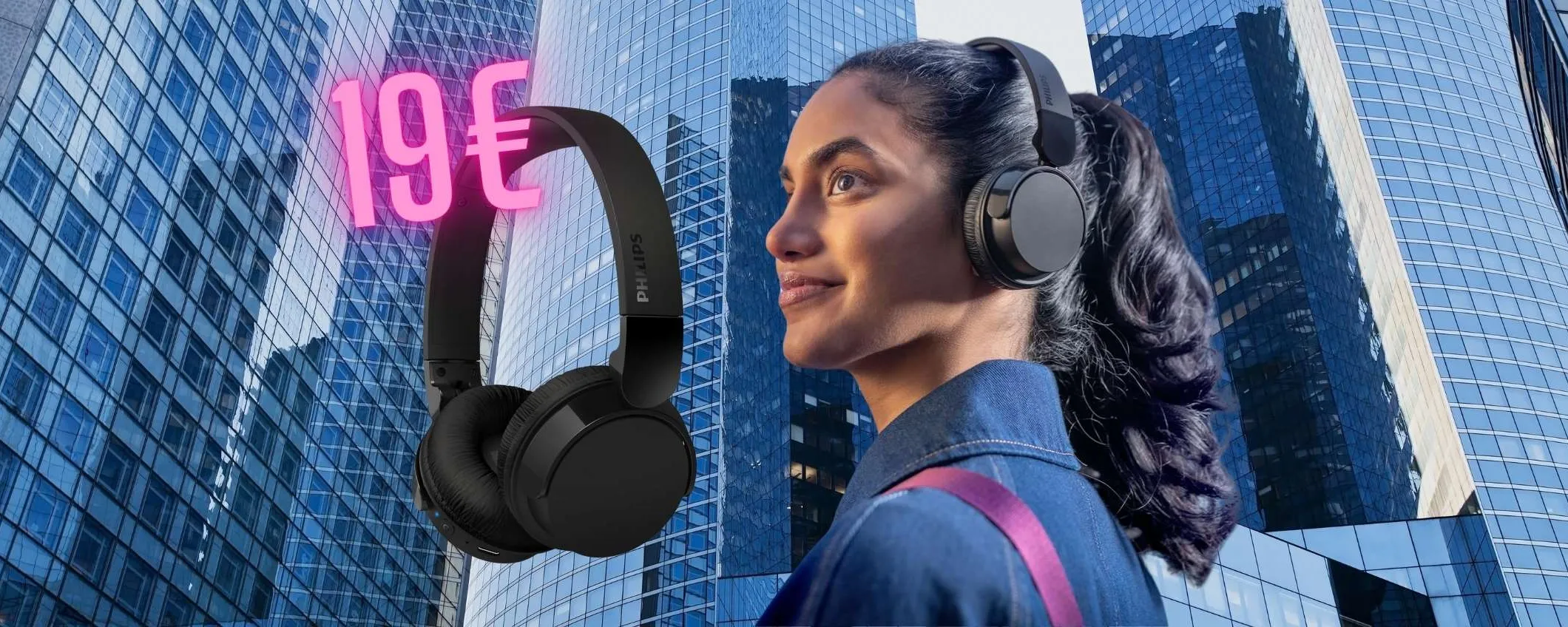 Cuffie wireless PHILIPS con autonomia infinita di 55 ore adesso a soli 19€