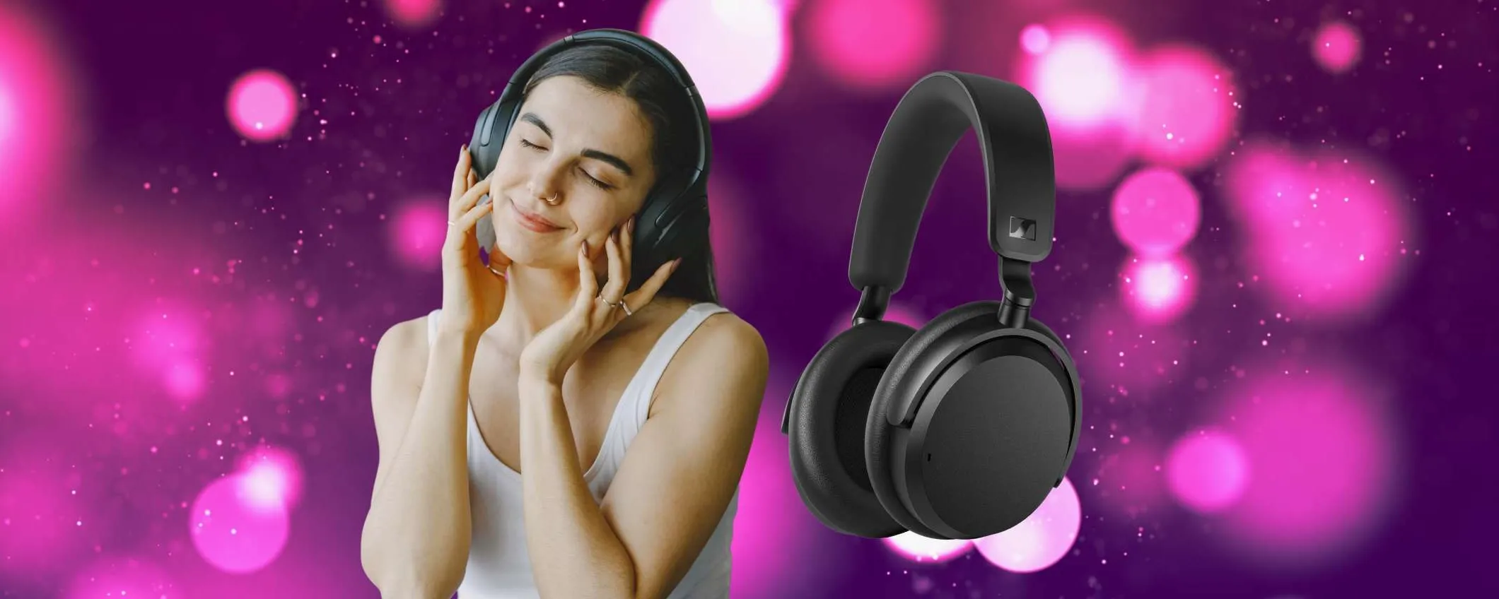 Sennheiser: cuffie wireless di altissima qualità, con 50h di autonomia, al 46%