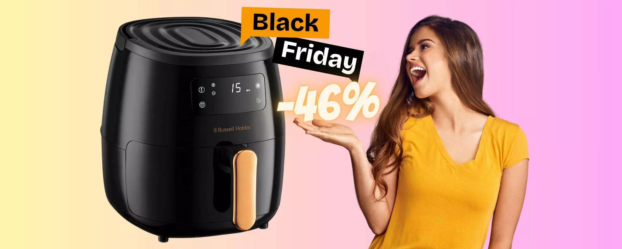Friggitrice ad aria XL Russell Hobbs a MENO di 80€, WOW (-46%)