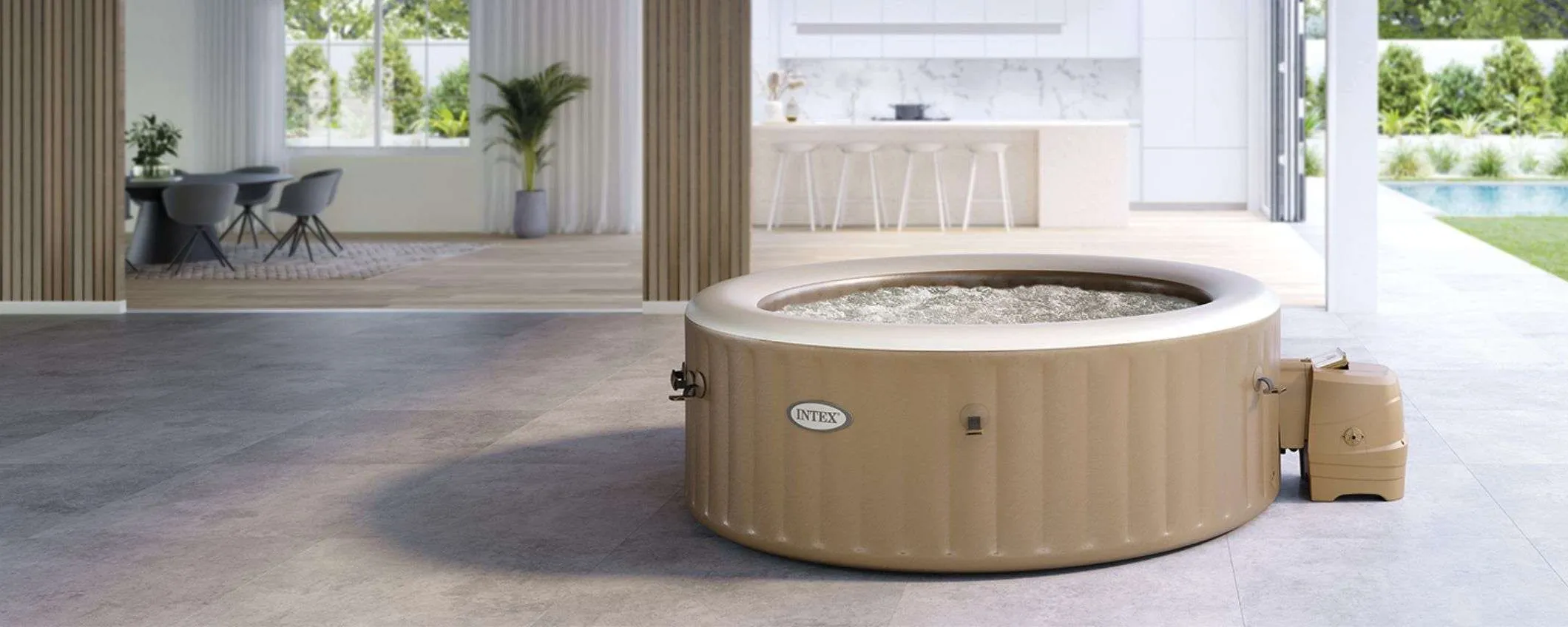 Vasca idromassaggio gonfiabile Intex in SCONTO LAMPO su Amazon: un SOGNO per il giardino