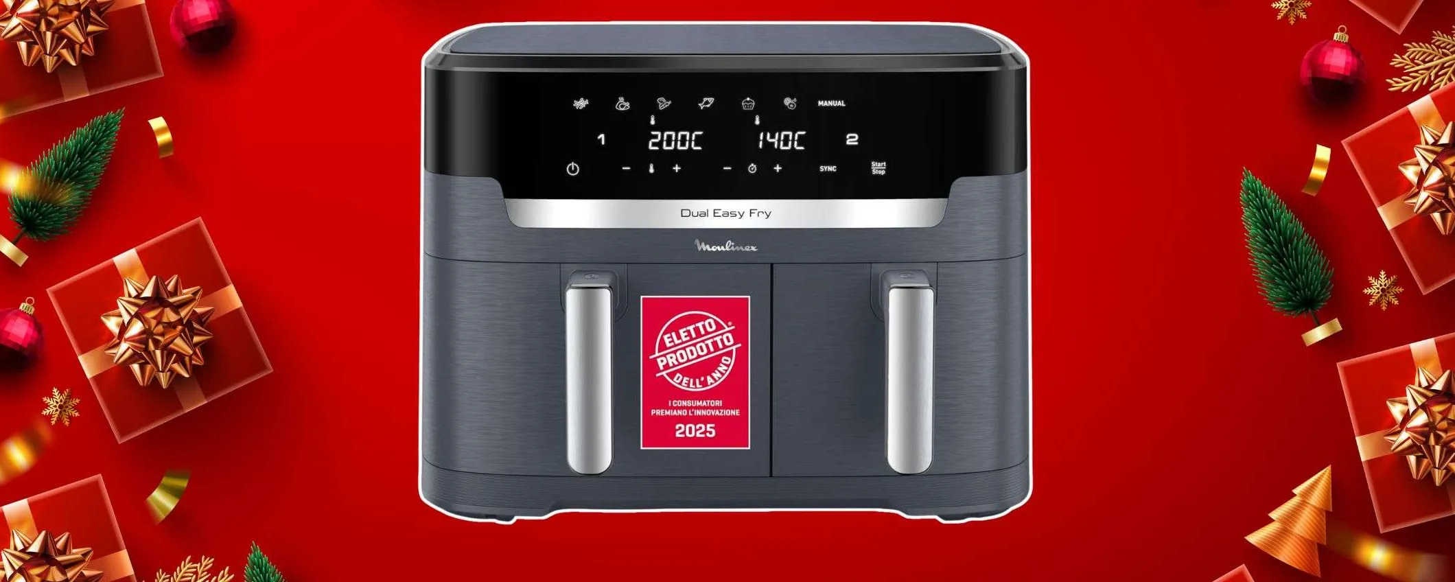 La friggitrice ad aria con doppia resistenza e doppio cestello in MEGA SCONTO NATALIZIO (-50€)