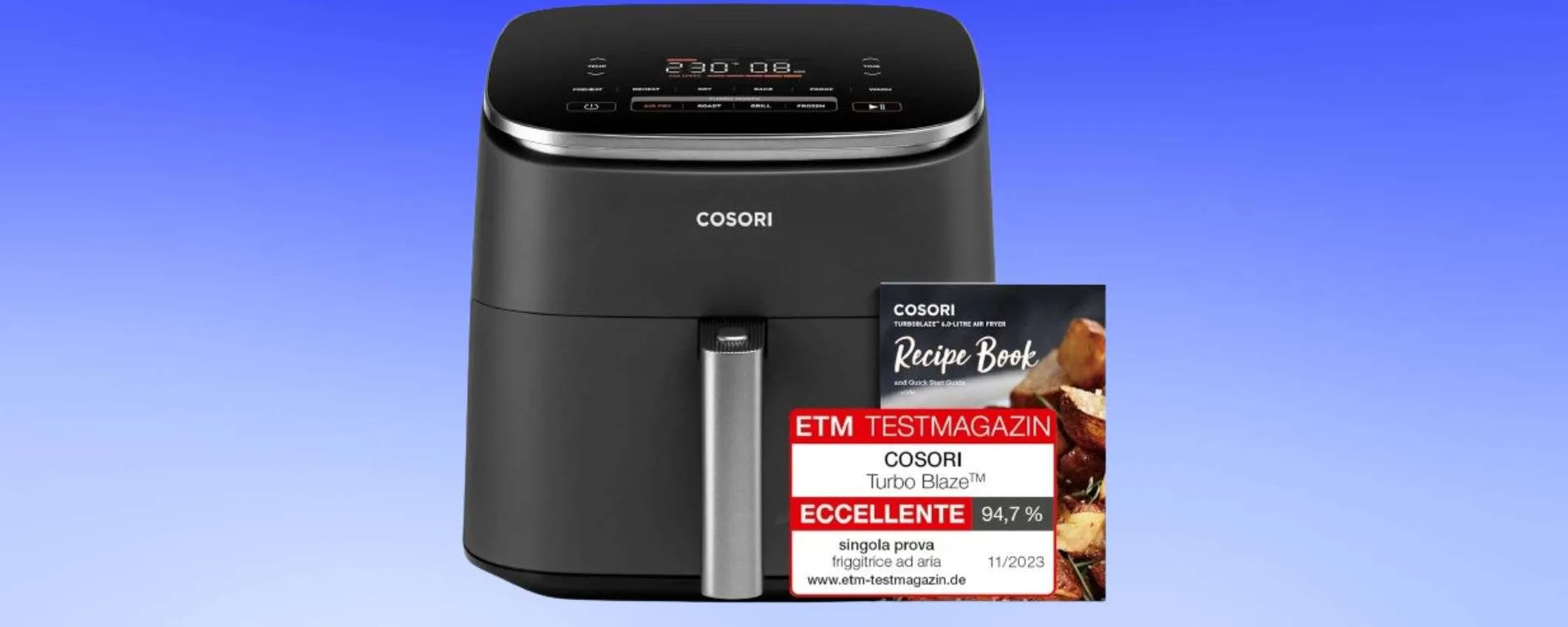 Friggitrice ad aria Cosori Turbo Blaze in SUPER offerta: tantissime funzionalità avanzate