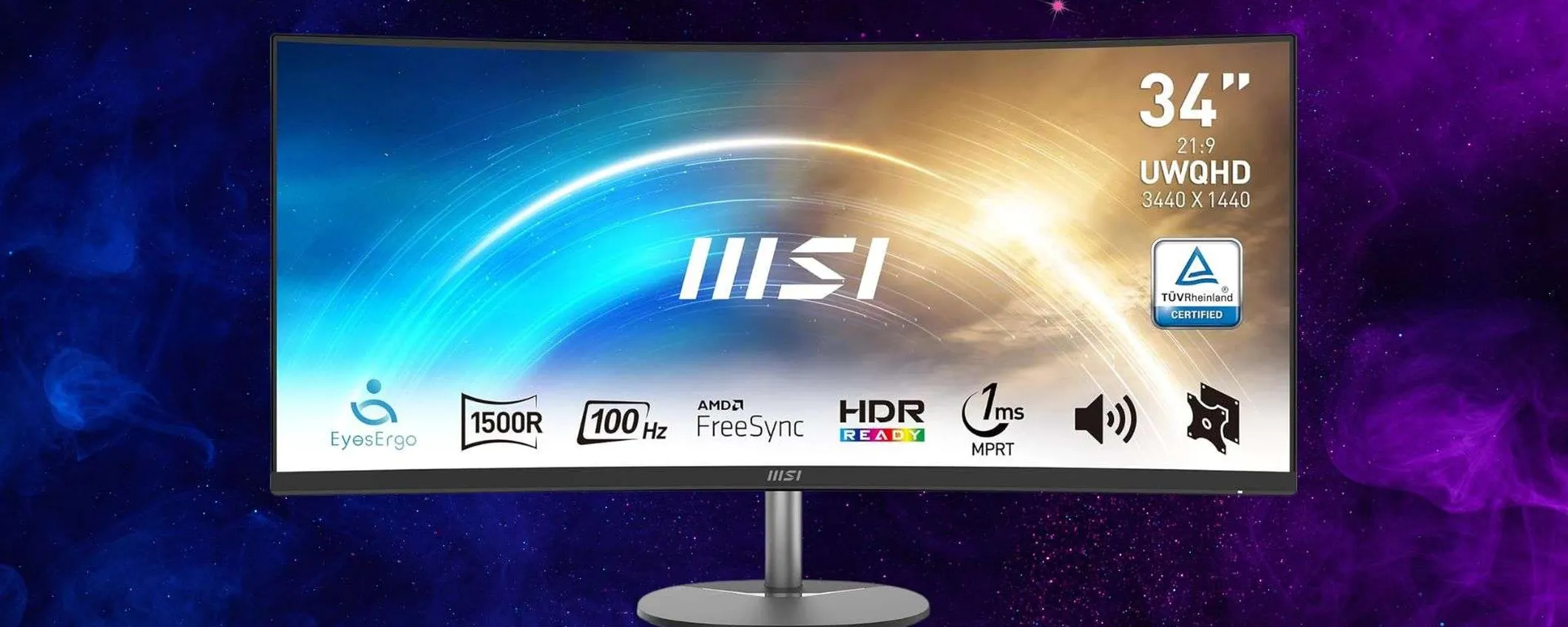 MSI PRO MP341CQ: monitor curvo 34'' in offerta a 299,99€ (minimo storico)