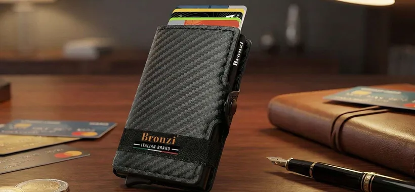 Portafoglio uomo slim Bronzi: stile e sicurezza in fibra di carbonio a 19,94€