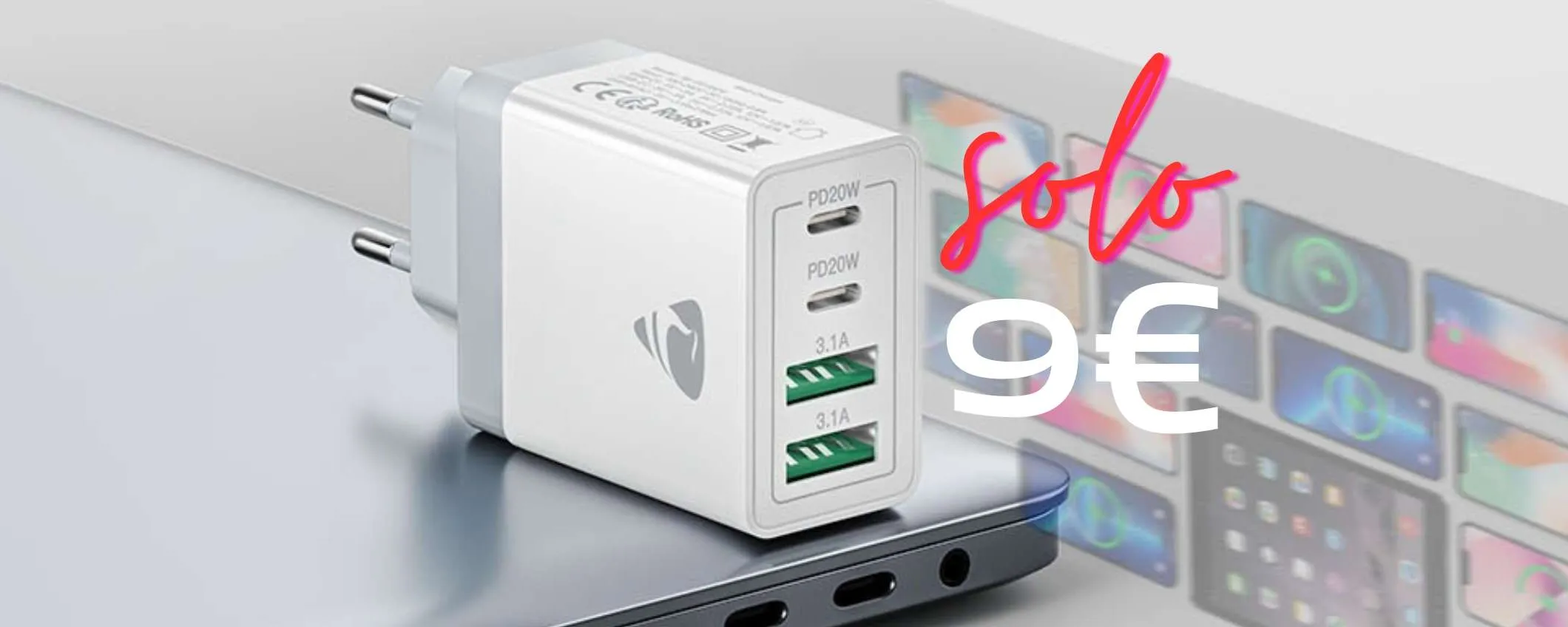 Alimenta tutto da un solo caricatore USB con 4 porte e 40W tuo a soli 9€