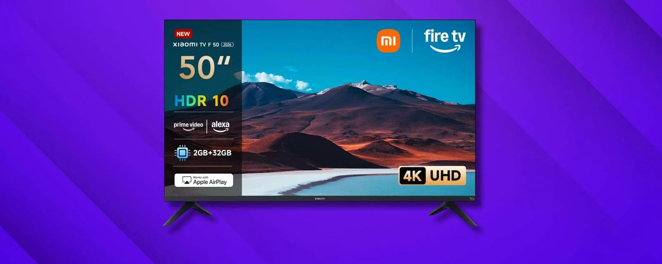 Xiaomi TV F 50 a 299€: sconto del 17% sulla smart TV 4K con Fire OS e Alexa integrata