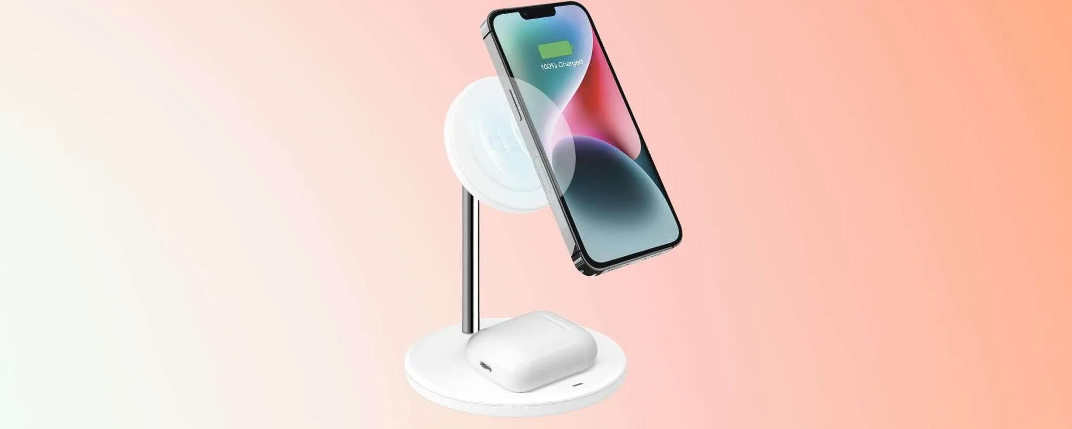 Stazione di ricarica wireless 2-in-1: su Amazon un AFFARE a meno di 10 euro (-51%)
