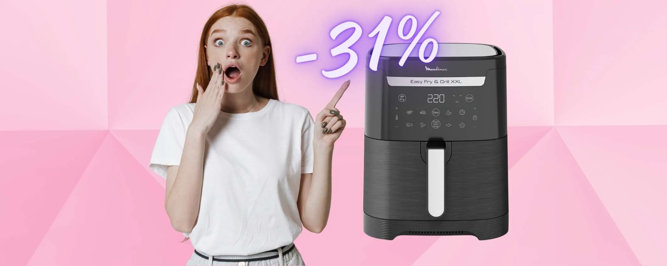 Cucina veloce e sana con la friggitrice ad aria Mulinex al 31% in MENO