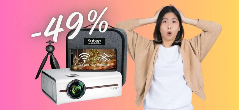 Proiettore WiFi FHD con borsa e treppiede in SCONTO al 49% su Amazon
