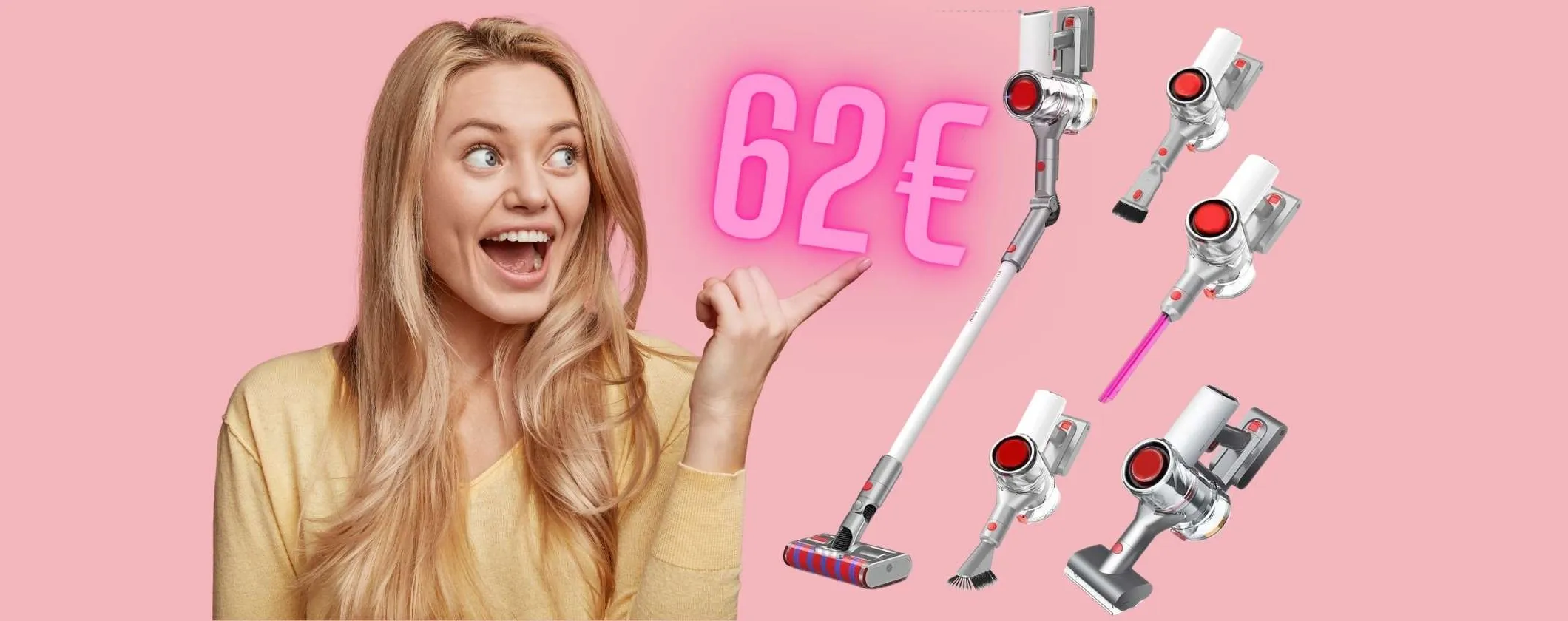 Potenza da 40KPa e autonomia di 60min: questa scopa elettrica è super (62€)