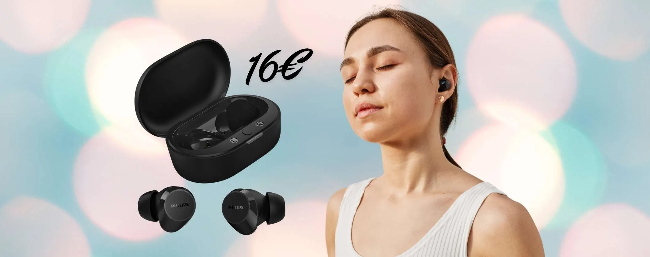 Solo 16€ per gli auricolari wireless Philips: compatti, impermeabili e con ottimo audio