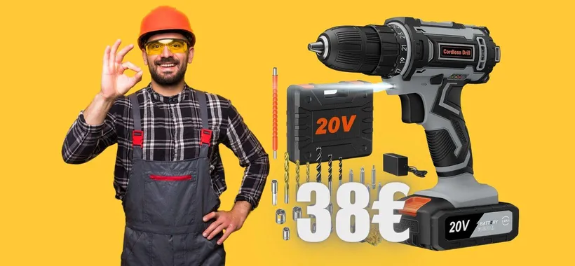 Trapano avvitatore a batteria con 25 accessori e valigetta a soli 38€