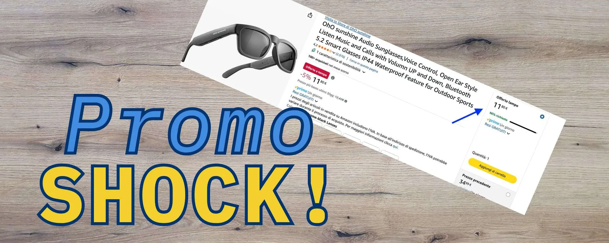 Amazon PROMO lampo SHOCK del 4 maggio: ci sono gli occhiali smart a 11€