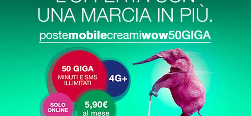 PosteMobile: Promo Creami con 50GB a 5,90€