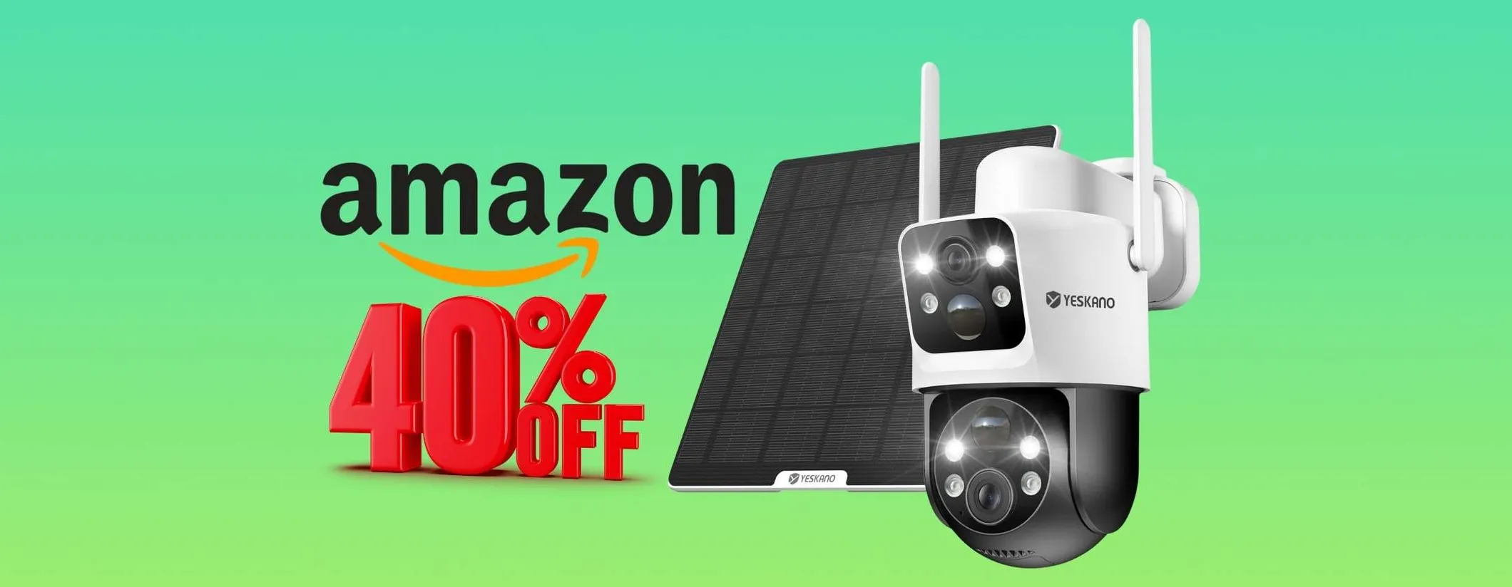 Telecamera WiFi per videosorveglianza con pannello solare in offerta al 40%