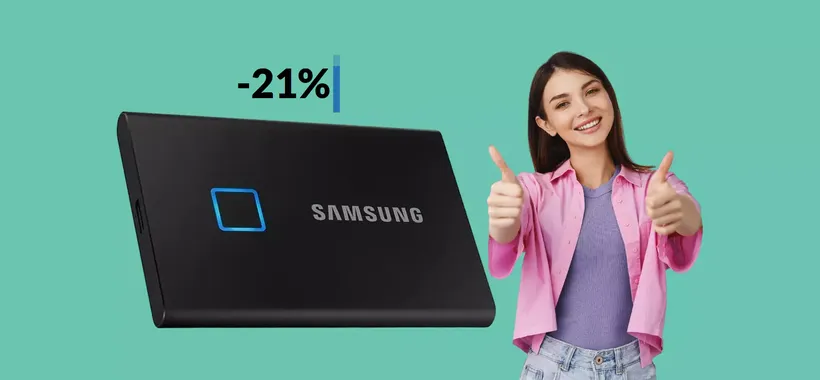SSD esterno 1TB Samsung con lettore di impronte: dati al SICURO
