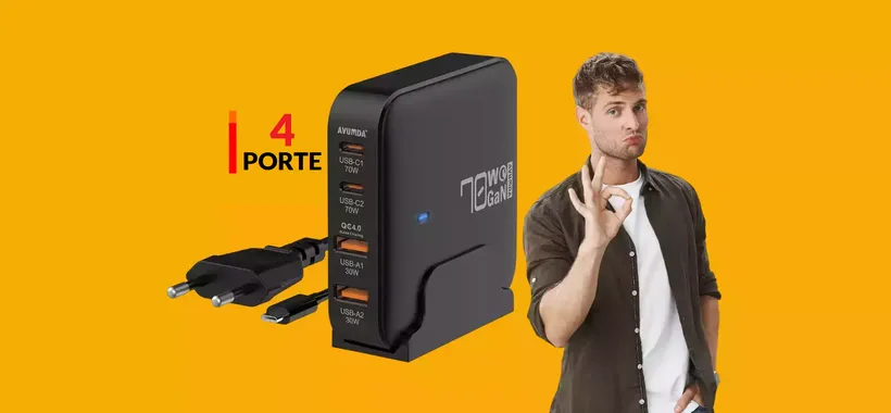 Caricabatterie USB C 4-in-1: velocissimo e oggi costa meno di 30€