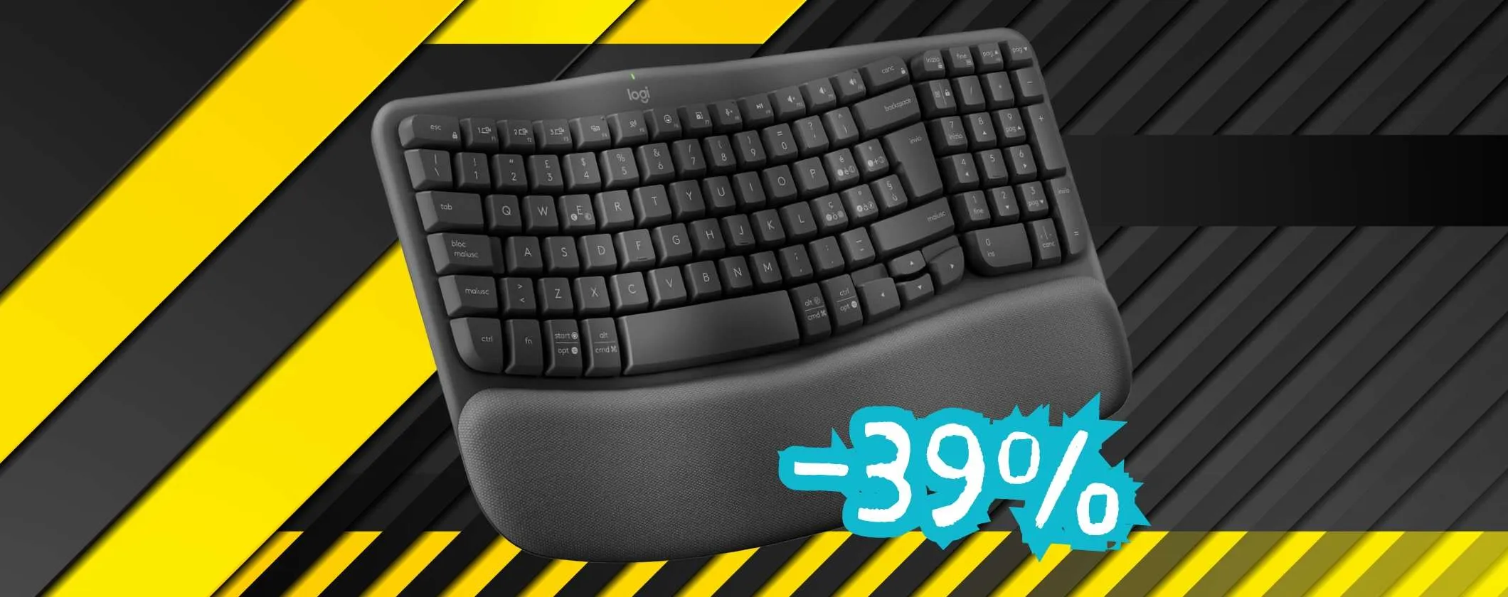 Digitazione veloce e comfort con la tastiera wireless Logitech Wave Keys (-39%)