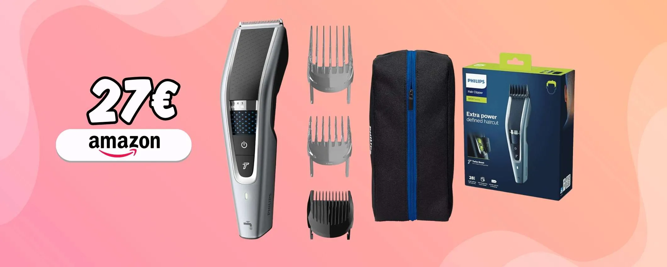 Philips Serie 5000 con 28 lunghezze ti fa sentire dal barbiere a 27€
