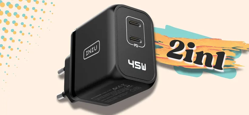 Caricabatterie USB-C da 45W: DOPPIA uscita e doppio coupon a soli 13€
