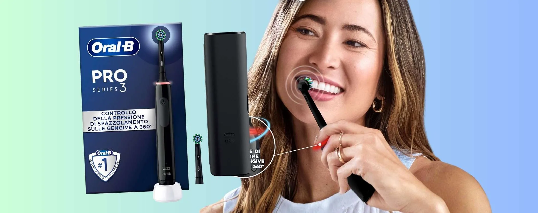 Oral-B Pro 3 3500 con 2 testine, caricatore e custodia da viaggio (-30%)