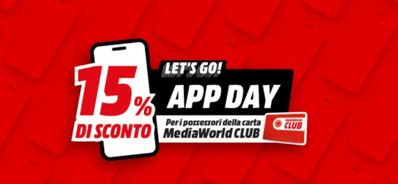 MediaWorld: extra sconto del 15% per gli acquisti da APP con Carta MW Club