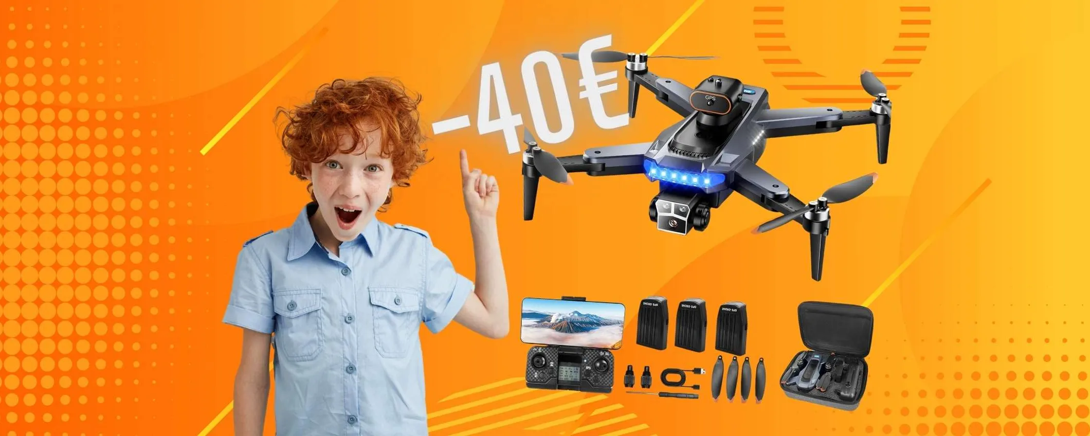 Drone con telecamera 4K, 3 batterie incluse, controller e valigetta (-40€)