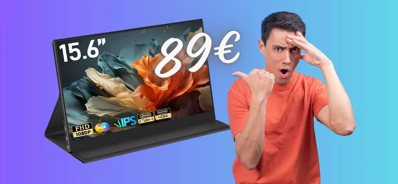 Monitor portatile da 15,6" FHD con altoparlanti a PREZZO SHOCK (89€)