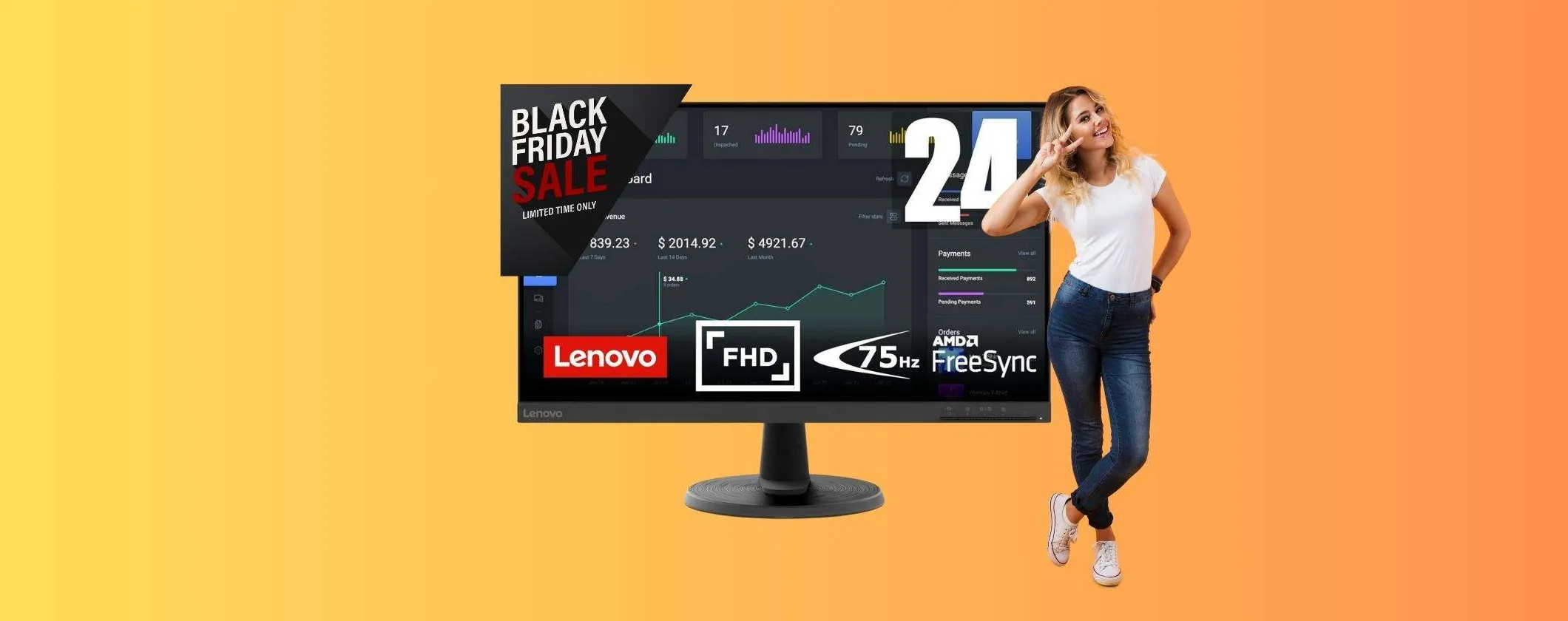 Il Monitor Lenovo D24 è in OFFERTA Black Friday a 99€