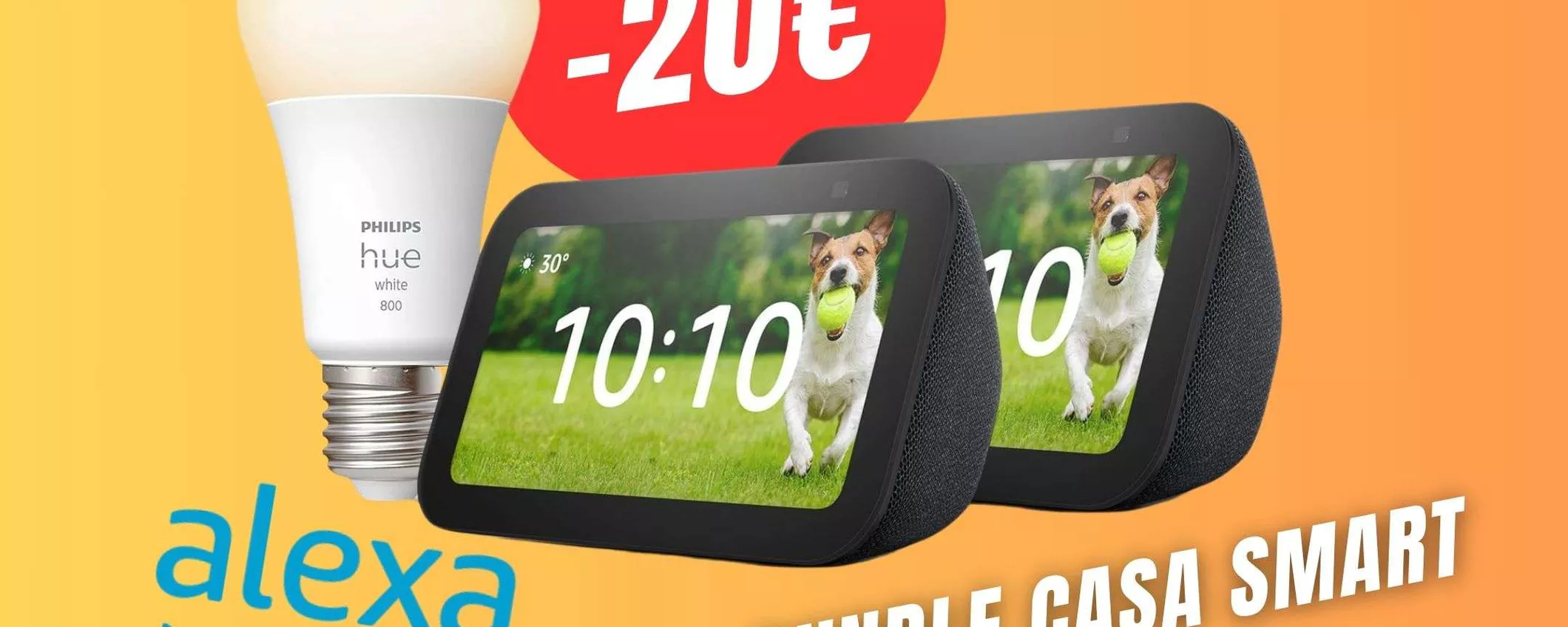 Il Bundle Amazon Alexa con 2 Echo Show + Lampadina Philips Hue è scontato di ben 20€!